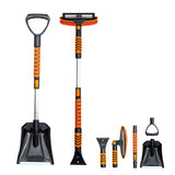 KOKKING 4 in 1 Snow Shovel Kit Extendable Snow Brush 180°Pivoting with Ice Scrapers & Snow Brushes with Foam Grip for Car, Trucks, SUVs, Vehicle (Orange)