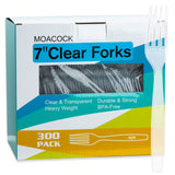 300 Count Clear Disposable Plastic Forks, Heavy Weight Disposable Forks Plastic Utensils for Parties, Picnics, Big Event, Daily Use