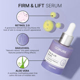 goPure Actives Firm & Lift Serum - Anti-Aging Serum with Retinol for more Smooth, Even-Texture and Glowing Skin, and Antioxidant Bakuchiol for Collagen Support and Firmer-Looking Skin - 1 fl oz