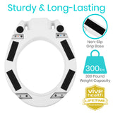 Vive Toilet Seat Risers for Seniors (Raised with Handles) Grab Bar Seat for Seniors - Options for Elongated & Standard Bowls - Elderly Handicap Medical Hip Replacement Surgery Lift, Easy Clean, White