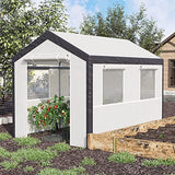 Outsunny 10' L x 7' W x 7' H Outdoor Walk-in Tunnel Greenhouse, Garden Warm Hot House with Roll Up Windows, Zippered Door, and Weather Cover, White/Dark Grey