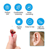 Mirasing J20 Hearing Aids for Seniors Adults Noise-Cancelling - Elderly Assistance Listening, Hearing Amplifier, Mini Sound Amplifier, Ear Sound Enhancer, Noise Reduction, Enhanced Speech, Feedback Cancellation (Red, Right)