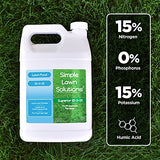 Superior 15-0-15 Liquid Fertilizer Nitrogen & Potash Lawn Food - Concentrated Spray- Any Grass Type- Simple Lawn Solutions Green, Growth - Humic Acid - Phosphorus-Free (1 Gallon)