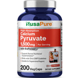 NusaPure Calcium Pyruvate 1500mg 200 Vegetarian Caps (Non-GMO, Gluten Free) - 750mg per caps