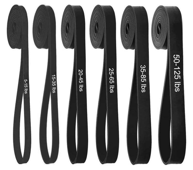 Pull Up Bands, Resistance Bands, Pull Up Assistance Bands Set for Men & Women, Exercise Workout Bands for Working Out, Body Stretching, Physical Therapy, Muscle Training - Dark Black