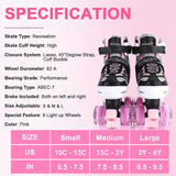 Sowume Adjustable Roller Skates for Girls and Women, All 8 Wheels of Girl's Skates Shine, Safe and Fun Illuminating for Kids