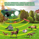 2 Pack Solar Animal Repellent Ultrasonic Outdoor Skunk Repellent for Yard with Motion Sensor Strobe Light Waterproof Deer Repellent Devices for Cat Dog Raccoon Skunk Squirrel Rabbit Fox and More