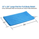 Heating Pad Electric Fast-Heating for Back/Waist/Abdomen/Shoulder/Neck Pain and Cramps Relief - Moist and Dry Heat Therapy with Auto-Off 12"x24" Hot Heated Pad by GOQOTOMO-HF-B(Blue)