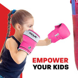 Kids Boxing Gloves for Kids Children Youth Punching Bag Kickboxing Muay Thai Mitts MMA Training Sparring Gloves (Pink, 4 oz)