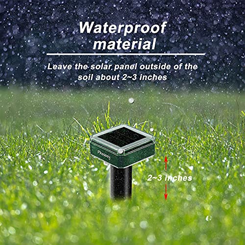 Phosooy Solar Mole Repellent Stakes, 8 Pack Solar Powered Ultrasonic Snake Gopher Deterrent Spikes, Waterproof Solar Rodent Voles Gopher Chipmunk Repellent for Lawn, Garden, Farm Outdoor Use