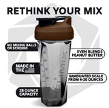 HELIMIX 2.0 Vortex Blender Shaker Bottle Holds upto 28oz | No Blending Ball or Whisk | USA Made | Portable Pre Workout Whey Protein Drink Shaker Cup | Mixes Cocktails Smoothies Shakes | Top Rack Safe