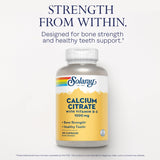 Solaray Calcium Citrate with Vitamin D3 1000mg - Bone Strength and Healthy Teeth Support - Gentle Digestion Formula - Lab Verified, 60-Day Guarantee - 30 Servings, 180 Capsules