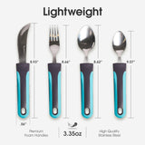 BUNMO Adaptive Utensils - Weighted Knives Forks and Spoons Silverware Set for Elderly People Disability Parkinsons Arthritis Aid Handicapped Hand Muscle Weakness Large Grip Built Up Utensils