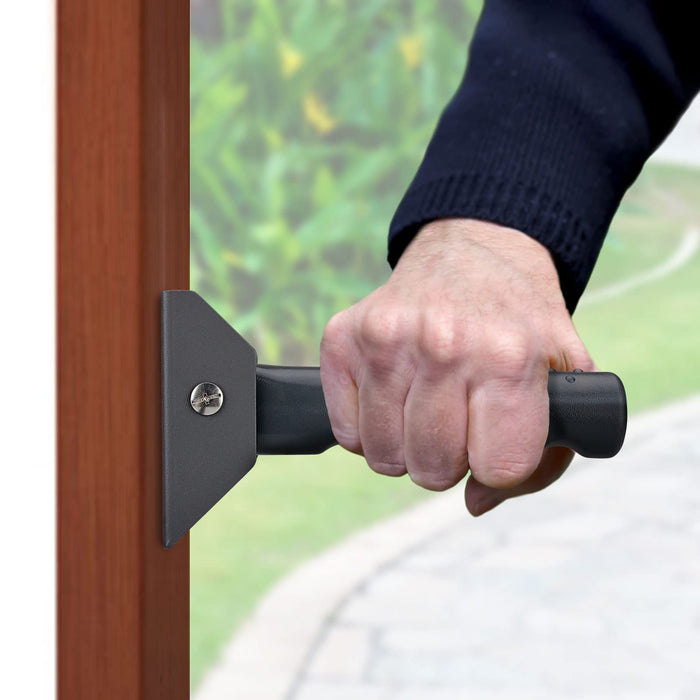 iGuerburn Doorway Flip Assist Handle, Door Assistant Support Grip Handle, Doorway Stair Assist Grab Bar for Elderly or People Who with Balance Issues - Supports Up to 300 Pounds (Grey)