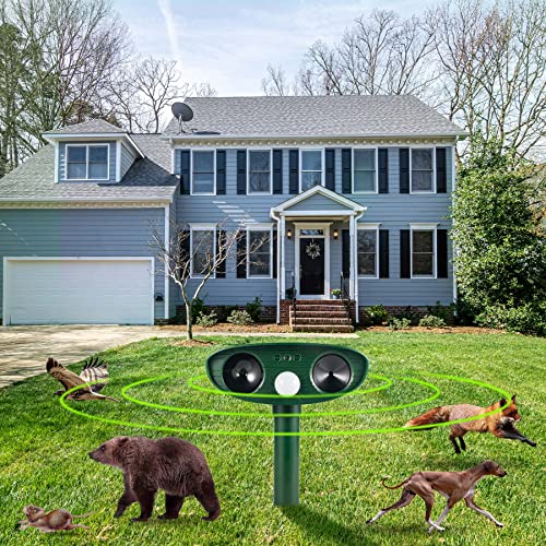 2024 Upgraded Solar Animal Repellent Ultrasonic Pest Repeller Outdoor with Motion Sensor Flashing Light Cat Repellent Outdoor to Keep Cat Away Skunk Repellent for Yard Deer Raccoon Repellent(2 Pack)