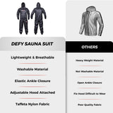 DEFY Heavy Duty Sweat Suit Sauna Exercise Gym Suit Fitness, Weight Loss, Anti-Rip, with Hood (XL)