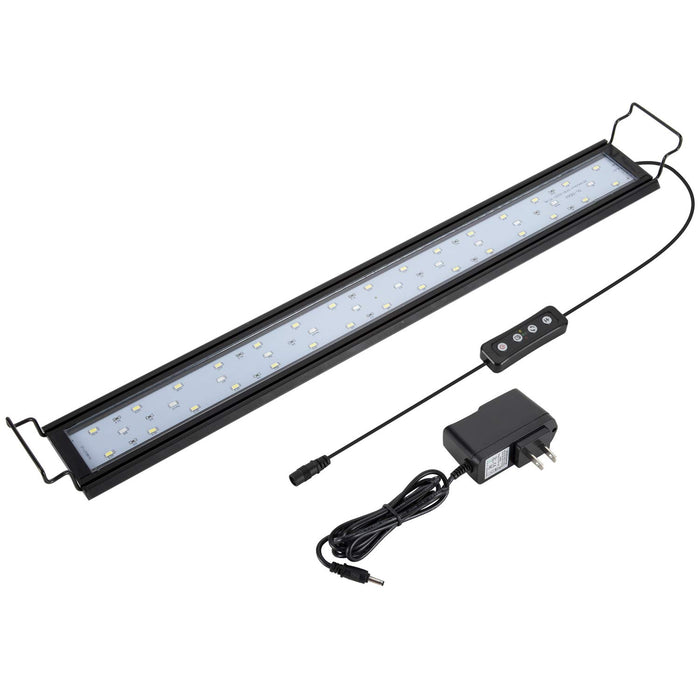 hygger 16W Full Spectrum Aquarium Light with Aluminum Alloy Shell Extendable Brackets, White Blue Red LEDs, External Controller, for Freshwater Fish Tank (24-30 inch)