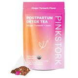 Pink Stork Postpartum Detox Tea: Organic Ginger Turmeric Tea for Postnatal Recovery, Mood Support, & Bloating Relief, Digestive Support for Occasional Constipation - 15 Sachets