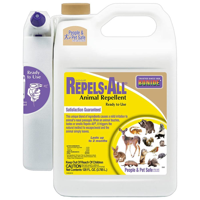 Bonide Repels-All Animal Repellent, 128 oz Ready-to-Use with Power Sprayer, Deters Pests from Lawn & Garden, People & Pet Safe