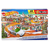 Hot Wheels Toy Car Set, 2023 Advent Calendar with 8 Cars in 1:64 Scale, 16 Accessories & Playmat, Gift for Kids