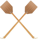 Dirza Leather Fly Swatter for Indoors/Outdoors, Heavy Duty Flyswatter with Walnut Wood Handle 19.7" Long Fly swatted Manual for Bug, Flies, Bees, Mosquitoes 2 Pack Brown