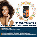 Probiotics for Men and Women - Organic Prebiotic Probiotic Supplement 100 Billion CFU 27 Strains for Gut Digestive & Immune Health, Supports Diarrhea Gas Bloating丨60 Caps