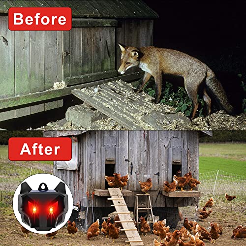 Phosooy Solar Animal Repellent, Set of 4 Predator Eyes Animal Deterrent Sentinels with Red LED Blinking Lights Drive Away Raccoon, Deer, Skunk, Cat, Coyote from Yard Farm and Chicken Coops