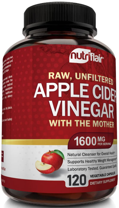 Apple Cider Vinegar Capsules with The Mother - 120 Vegan ACV Pills - Best Supplement for Healthy Weight Loss, Diet, Keto, Digestion, Detox, Immune - Powerful Cleanser & Appetite Suppressant Non-GMO