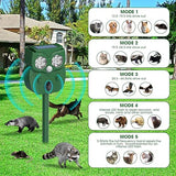 Bocianelli Animal Repeller, Raccoon Repellent Ultrasonic, Waterproof Motion Detection LED Flash Light, Solar Animal Repellent Ultrasonic Outdoor for Dogs Fox Rabbit Squirrels Coyote Cat Deterrent