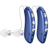 Rechargeable Hearing Aids For Seniors With Noise Cancelling and Volume Control Digital Hearing Amplifiers For Adults With Hearing Hearing Loss BTE Hearing Aids sound amplifiers for seniors (Blue)