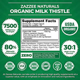 Zazzee USDA Organic Milk Thistle 30:1 Extract Capsules, 7500 mg Strength, 120 Vegan Capsules, 80% Silymarin Flavonoids, Potent 30:1, Certified Organic, Non-GMO, All-Natural, Made in The USA