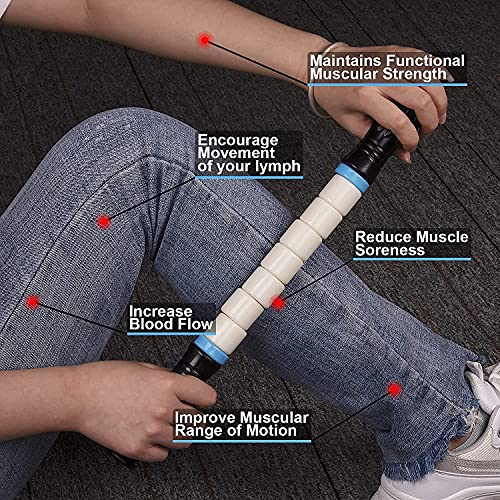 iGreely Premium Muscle Roller The Ultimate Massage Roller Stick 17 Inches Recommended by Physical Therapists Promotes Recovery Fast Relief for Cramps Soreness Tight Muscles-White