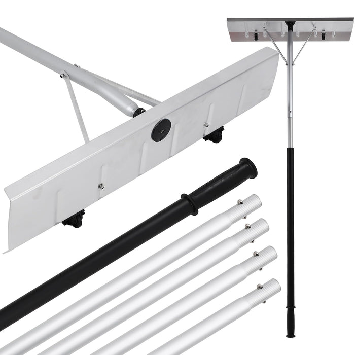 Premium Roof Rakes for Snow Removal - Thickened 5.2ft - 20ft Easy to Assemble Snow Roof Rake - All-Aluminum Roof Snow Removal Tool with Anti-Slip Sponge Handle - 26" Wheel Scraper Head 5-Section Tube