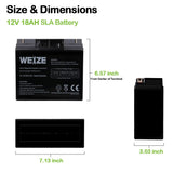 WEIZE 12V 18AH Battery Sealed Lead Acid Rechargeable SLA AGM Batteries Replaces UB12180 FM12180 6fm18, Universal