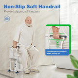 GreenChief Stand Alone Toilet Safety Rails 350lbs, Adjustable Toilet Frame with 4 Suction Cups, Medical Toilet Arms to Help Stand, Padded Toilet Handles for Elderly, Bariatric, Handicap and Disabled