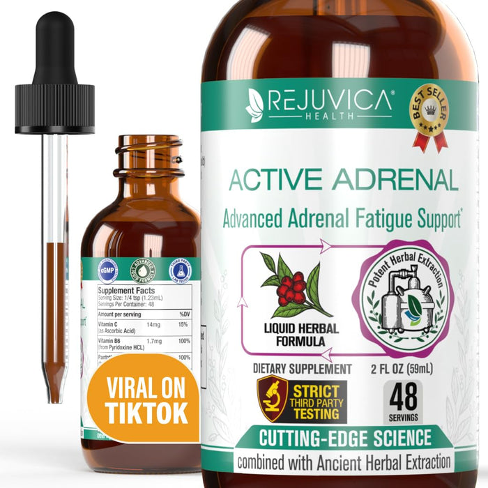 Active Adrenal - Advanced Adrenal Support Tincture - Liquid Delivery for Better Absorption - Ashwagandha, B-Vitamins, Magnesium and More