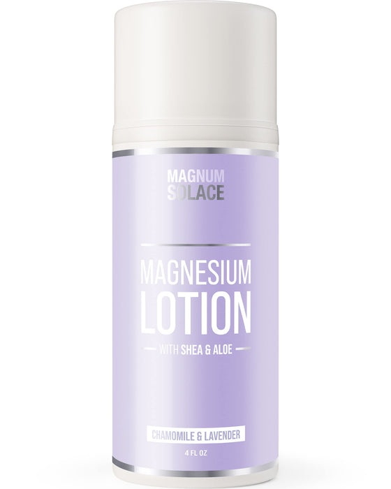 Magnesium Lotion – Super Concentrated – Made with Aloe and Shea – For Leg Cramps, Sore Muscles & Joints, Rejuvenation – Safe for Kids, Made in the USA (Chamomile & Lavender)