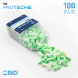 Flents Protechs Foam Ear Plugs for Work, Loud Noise, Heavy Machinery, Construction, Studying & Traveling, NRR 33, Green, Made in The USA, 100 Pair