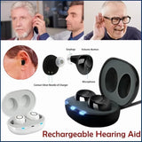 Jinghao A39 Hearing Aids, Rechargeable Hearing Amplifier for Seniors with Portable Charger Case Upgrade Model (Black)