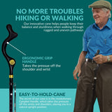 Campbell Posture Cane for Men & Women - Walking Canes for Seniors, Folding Cane, Walking Stick Made w/Heavy-Duty Aluminum, Ergonomic Campbell Handle, Rubber Traction Tip, Elderly Assistance Products