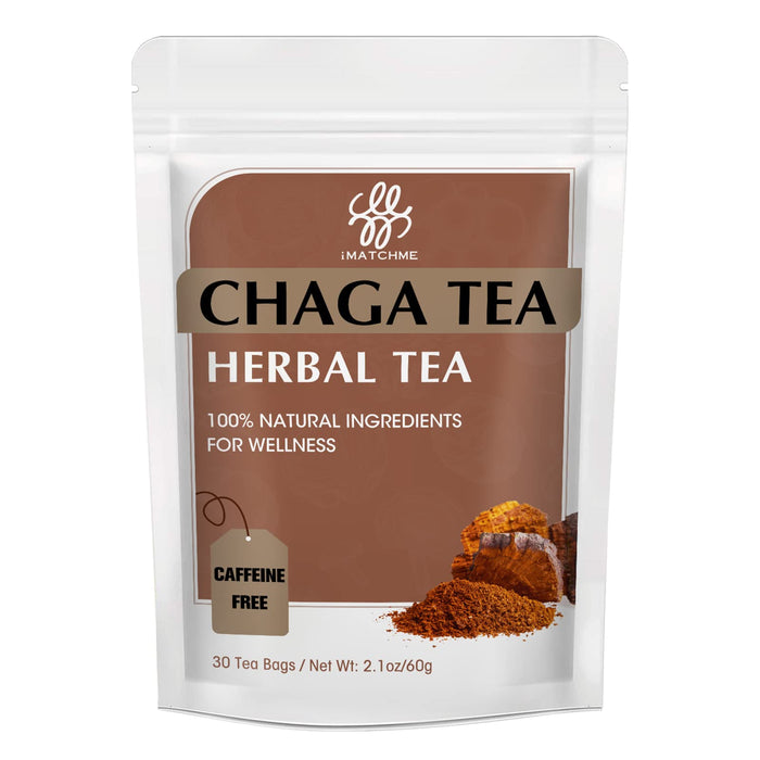 Chaga Tea Bags - Organic Chaga Mushroom Tea - Detox and Digestive Support - Caffeine-Free - 30 bags