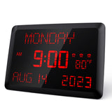 Raynic Digital Clock, 11.5" Large Display Digital Wall Clock,Adjustable Brightness Calendar Clock with Day and Date, Indoor Temperature, Snooze,12/24H, DST for Home, Office, Elderly