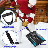 Snow Shovel for Car Driveway, 2024 New Upgrade Snow Shovels for Snow Removal, Lightweight Portable Adjustable Large Capacity Shovel Perfect for Garden, Camping, Snowman Playing and Emergency(Black)