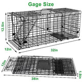 VASALAID Live Animal Trap Cage, 32" X 12" X 12.5" Catch and Release, Humane Live Trap Cage Indoor & Outdoor Foldable Live Trap for Raccoons,Groundhogs, Stray Cats,Squirrels, Rabbits, woodchucks