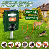 2024 Upgraded Ultrasonic Animal Repellent Outdoor,Cat Repellent Outdoor Solar Animal Repeller with Motion Sensor Strobe Light Raccoon Repellent Deer Repellent Coyote Deterrent Skunk Repellent for Yard