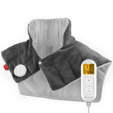 Weighted Heating Pad for Neck and Shoulders, Comfytemp 2.2lb Large Electric Heated Neck Shoulder Wrap for Pain Relief - FSA HSA Eligible, 9 Heat Settings, 11 Auto-Off, Stay on, Backlight 19"x22" Gray