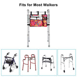 supregear Walker Bag with Cup Holder, Water-Resistant Wheelchair Pouch Folding Walker Accessory Basket for Wheelchairs, Rollators, Scooters (Floral)