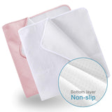 Bed Pads Washable Waterproof(2 Pack, 34 x 36), Washable and Reusable Anti Slip Incontinence Underpad Sheets Protector for Elderly, Kids, Toddler and Pets, White and Pink