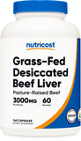 Nutricost Grass Fed Desiccated Beef Liver Capsules 3000mg (750mg Per Cap) - No Hormones, Non-GMO, Gluten Free, Pasture-Raised, Free Range Beef (240 Count (Pack of 1))