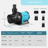 JEREPET 3170 GPH Aquarium 24V DC Water Pump with Controller, Submersible Return Pump for Fish Tank,Aquariums,Fountains,Sump,Hydroponic,Freshwater and Marine Water Use (3170GPH,86W,20.3FT)